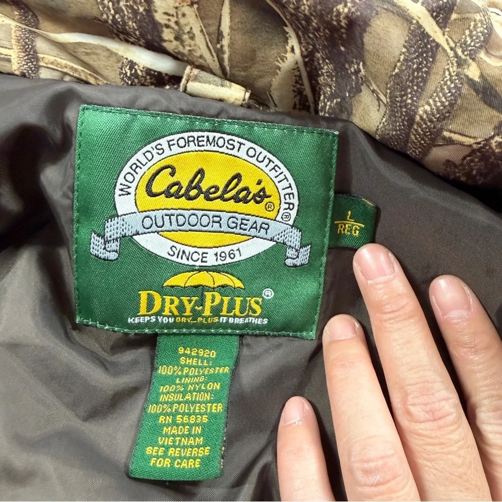 Cabela’s Men’s Dry-Plus Camouflage Full Zip Jacket Hunting Shooting Outdoor L